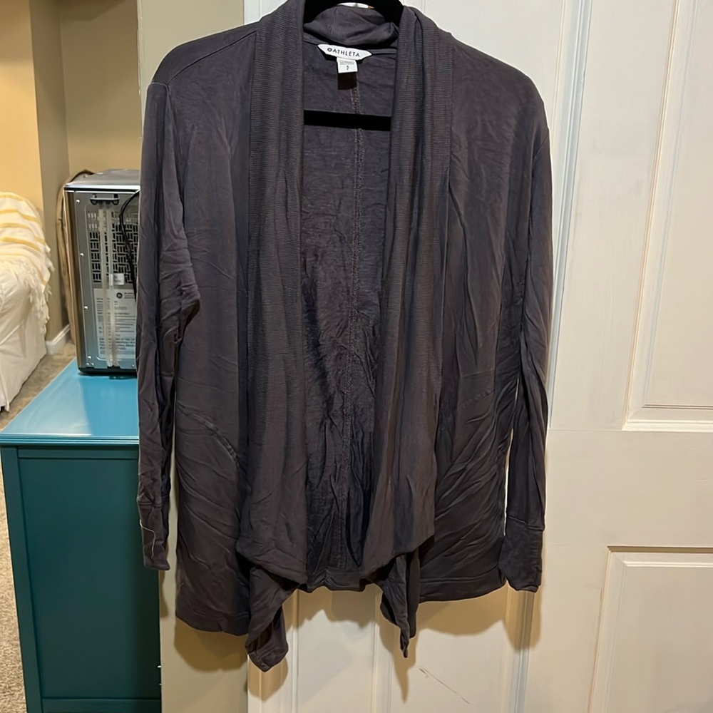 Athleta Pranayama Wrap Waterfall Open Cardigan Sweater Size Large